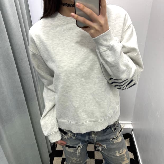 세인트제임스 그레이 암패치 스웻셔츠