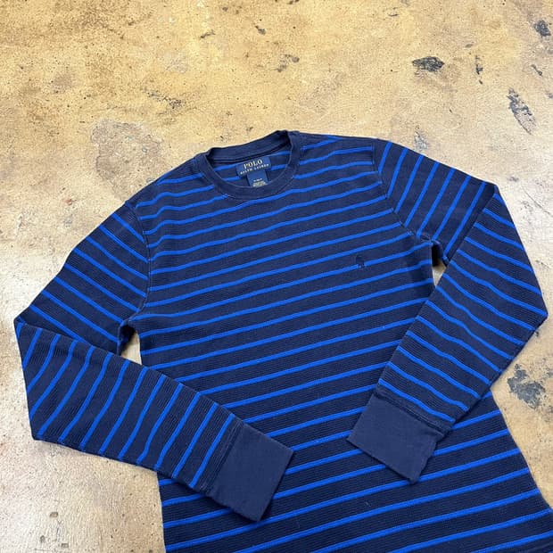 폴로 랄프로렌 스트라이프 블루 블랙 니트 롱슬리브 