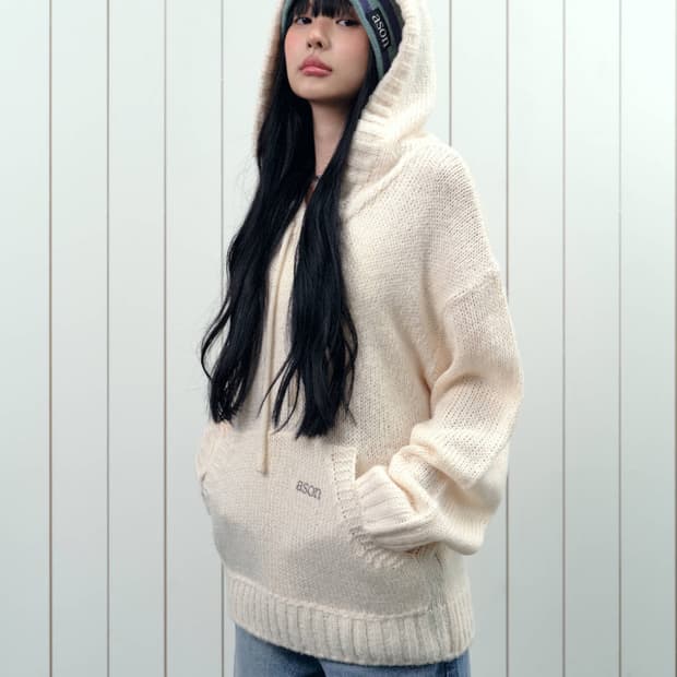 애즈온 포포 후드 니트 POPO HOOD KNIT
