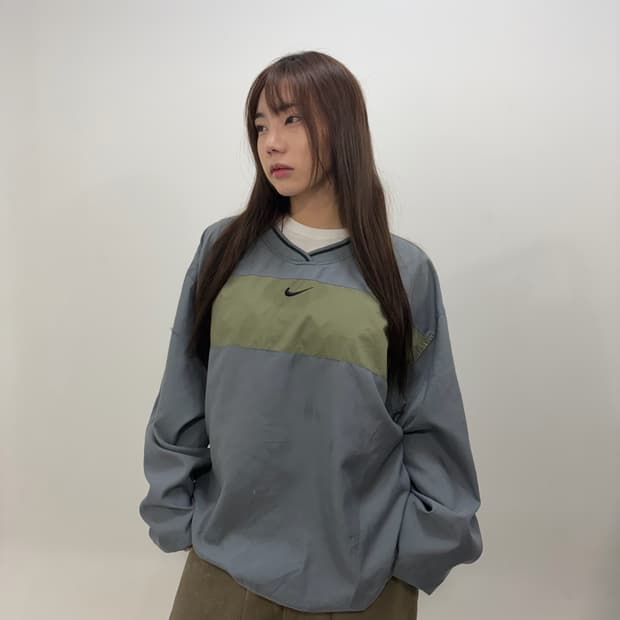 90s NIKE 올드스쿨 그레이카키 웜업