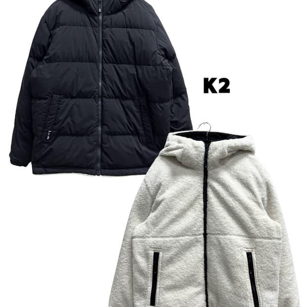 (XL) K2 비숑 셰르파 양털 리버시블 구스다운 자켓 아이보리/블랙