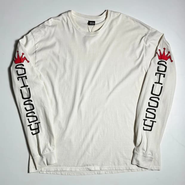 스투시 STUSSY 점보 피그먼트 다이드 화이트 롱 슬리브 R2525