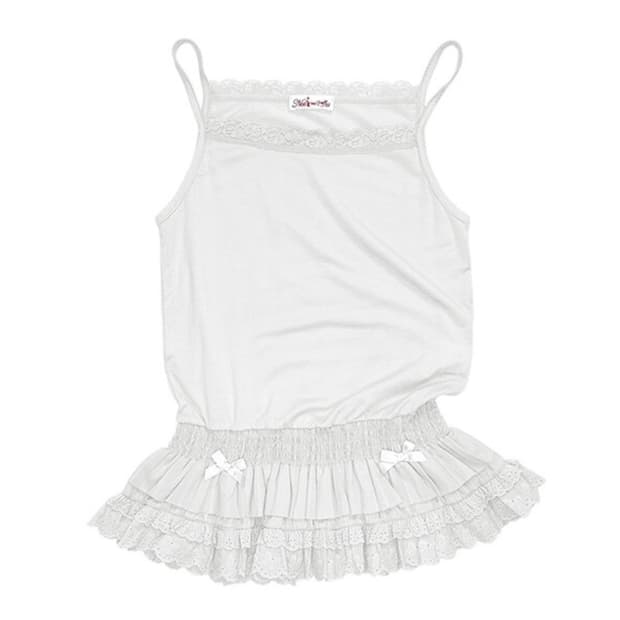 노피셜노피스 LACE CANCAN SLEEVELESS TOP IVORY