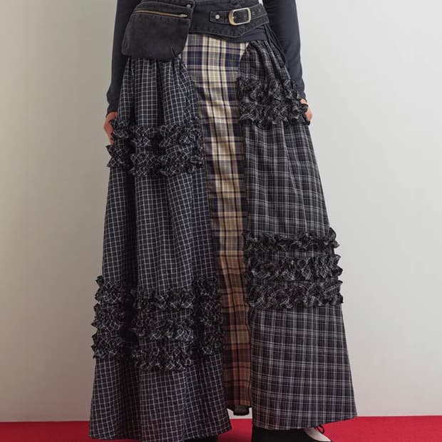 아옵트 체크 스커트