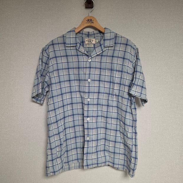 RRL 더블알엘 체크 오픈 카라 셔츠 M