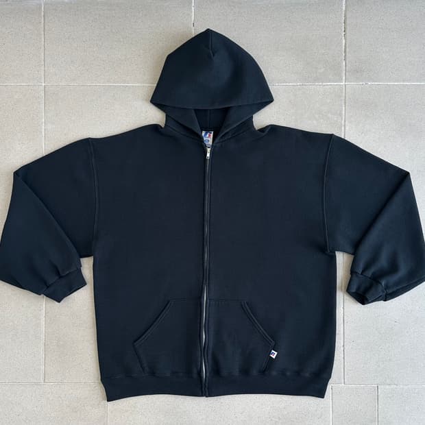 빈티지 러셀 후드집업 블랙 XL