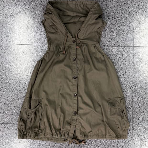 vintage khaki hooded vest