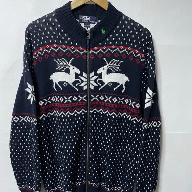 폴로 랄프로렌 크리스마스 니트 집업 가디건 스웨터자켓