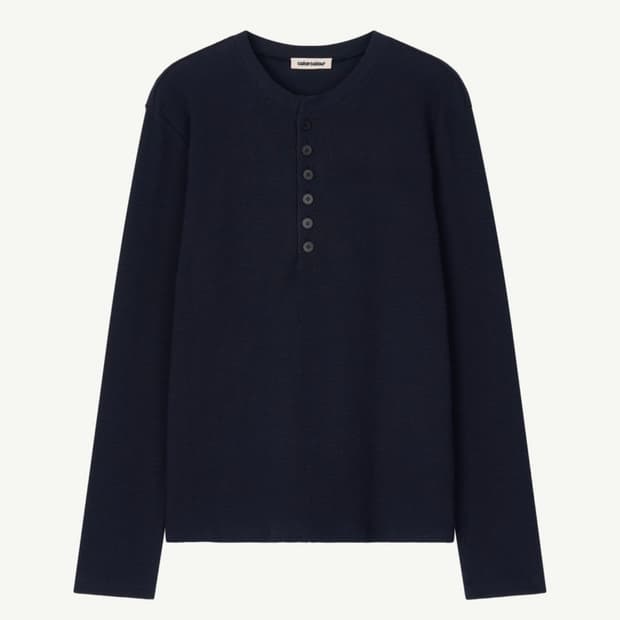 BUTTON HENLEY NECK (navy)  