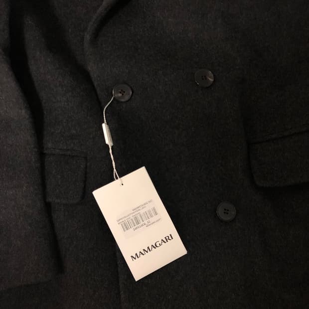 (새상품)24fw마마가리 컬렉션무드 롱더블코트 차콜52