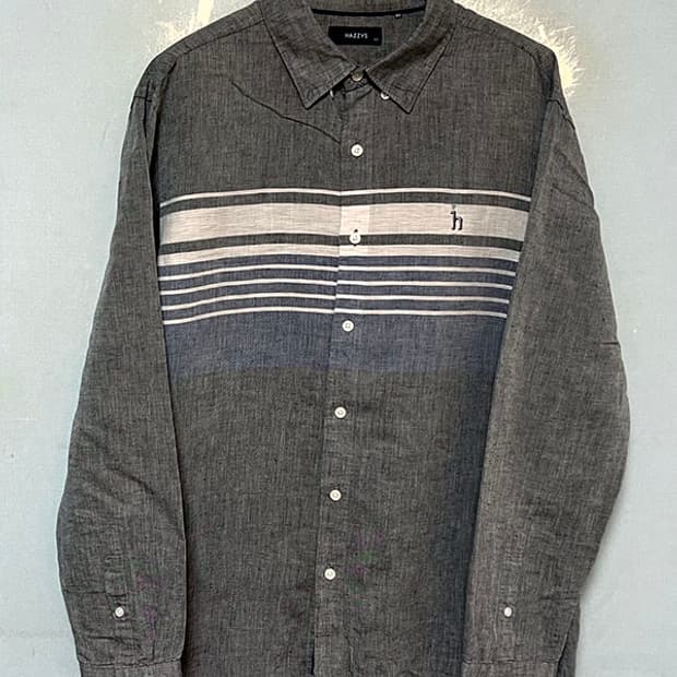 HAZZYS 헤지스 버튼다운 남자 린넨셔츠 마 캐주얼 춘하 L 100