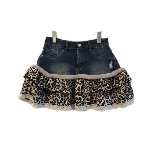 🐆빈티지 데님 호피 스커트🐆