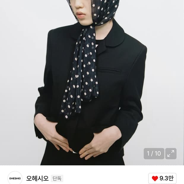 오헤시오 도트 스카프 블랙