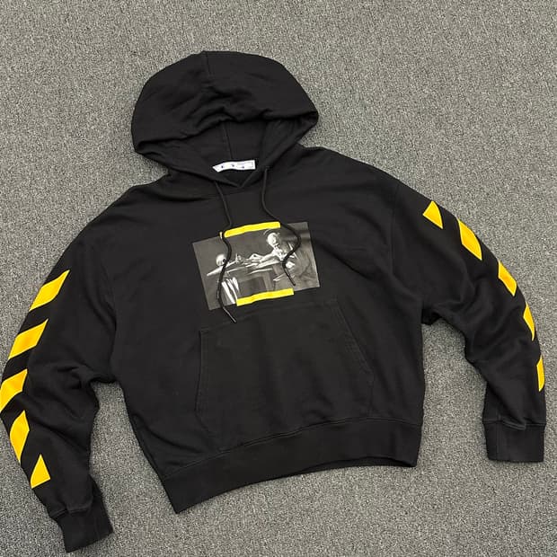 XL)오프화이트 카라바조 블랙 기모 후디