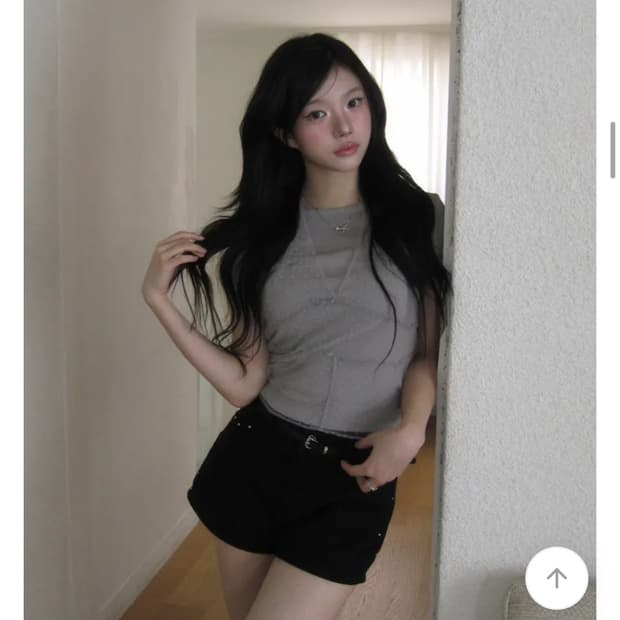 모디무드 뮤트 홀터 반팔 레이어드 세트 그레이