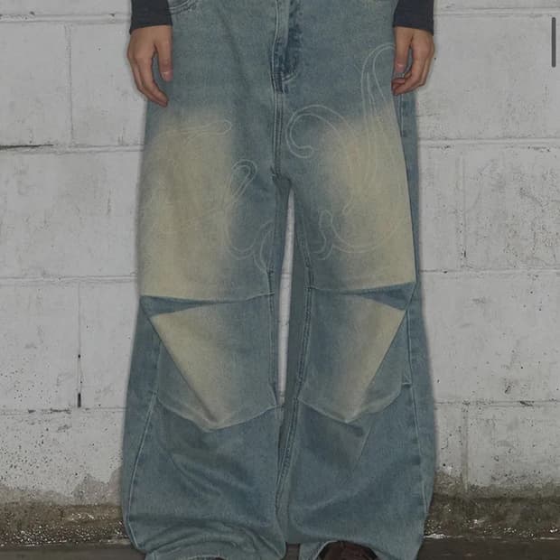 엔젤 빈티지 워싱 핀턱팬츠 BLUE