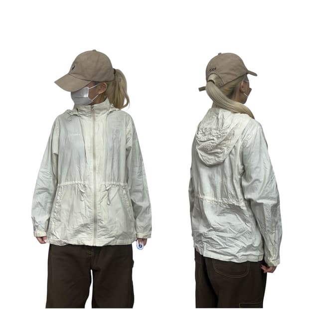 헤드 화이트 오버핏 올드스쿨 바람막이 후드 자켓 L