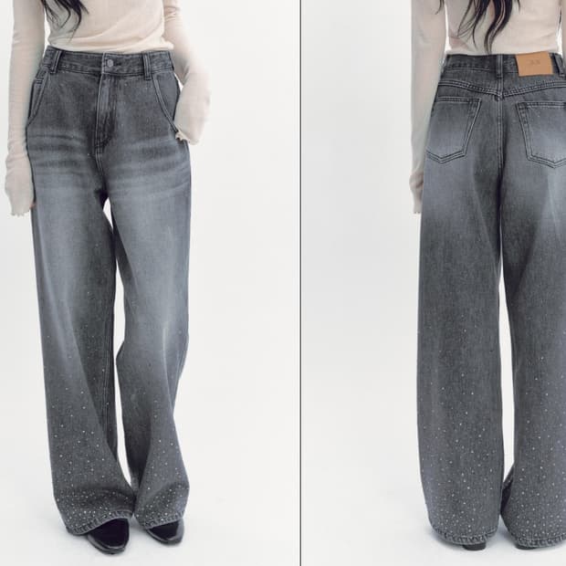 더티스 트윙클 크리스탈 데님 바지 팬츠 그레이