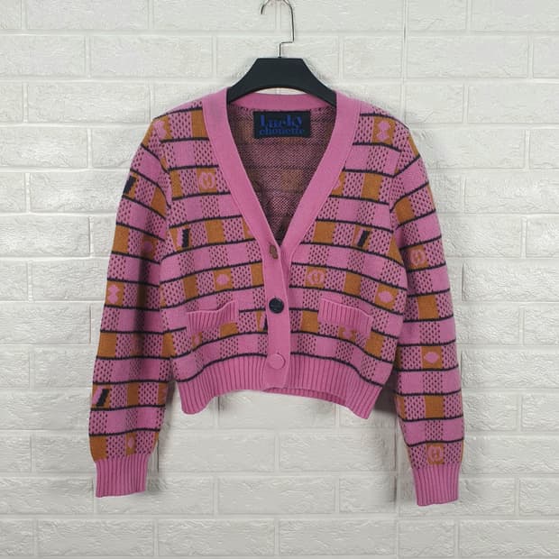 [F]럭키슈에뜨 크롭 니트 가디건