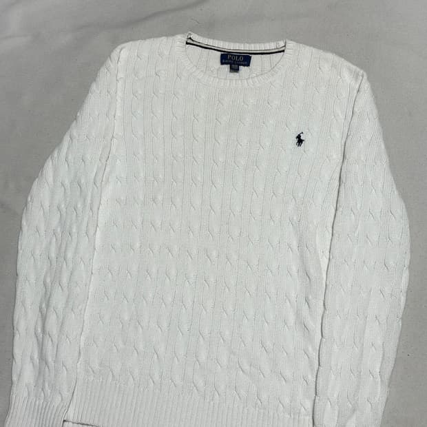 XL 폴로랄프로렌 블랙 포니 화이트 케이블 니트