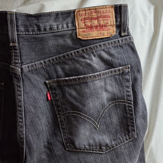 00s 리바이스 569 워싱 데님 팬츠 블랙 36x30