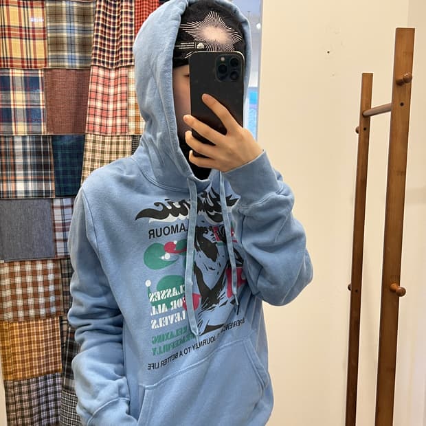 히스테릭글래머 히스걸 스카이블루 후드티