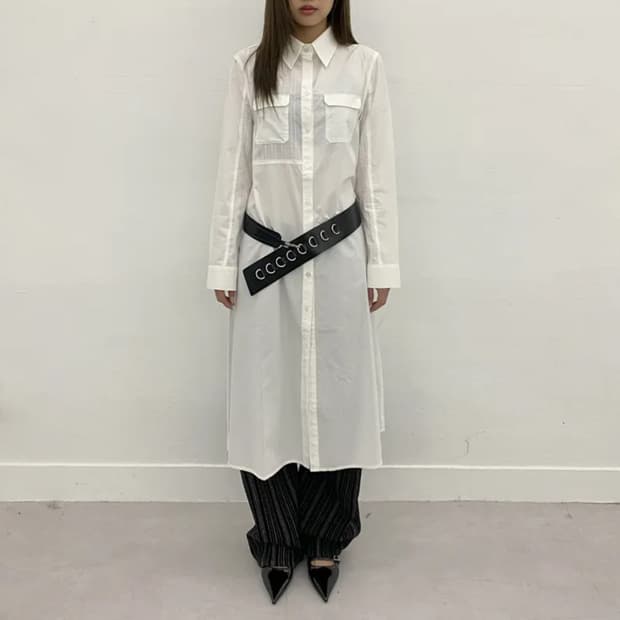 밀로우먼 레이어 코튼 롱 셔츠 (새상품)