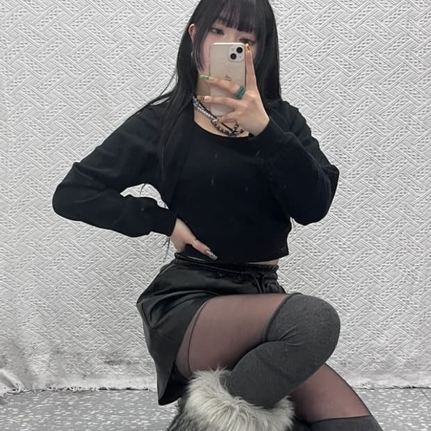 낫노잉 스트릿 힙합 레이어드 볼레로 크롭 맨투맨 C09520