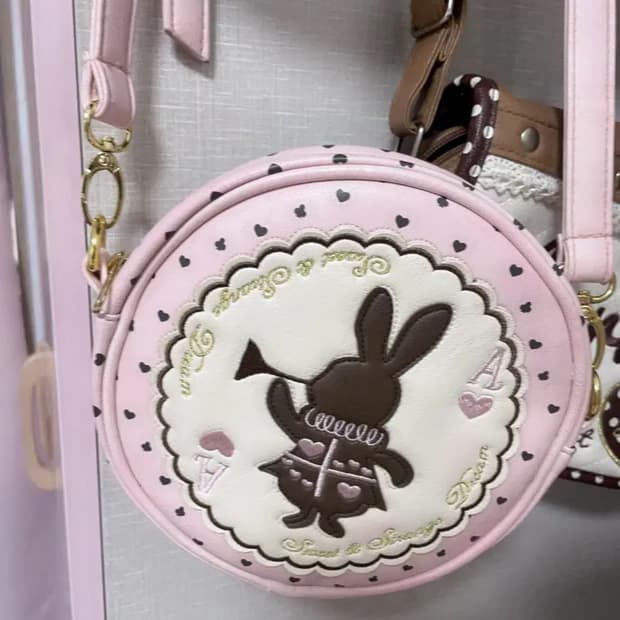 SWIMMER 초콜릿백 도트 딸기우유핑크 토끼 고전 핀터가방 리즈리사 