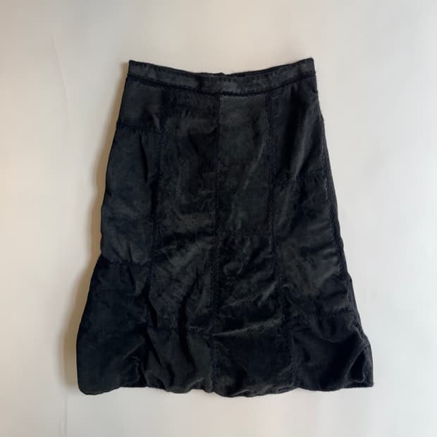 Black Patchwork Suede Skirt