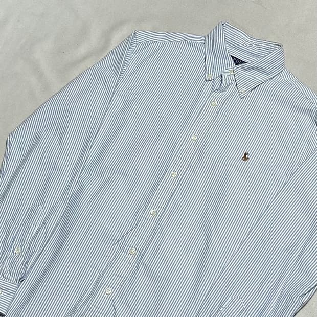 M 폴로랄프로렌 스카이블루 스트라이프 셔츠