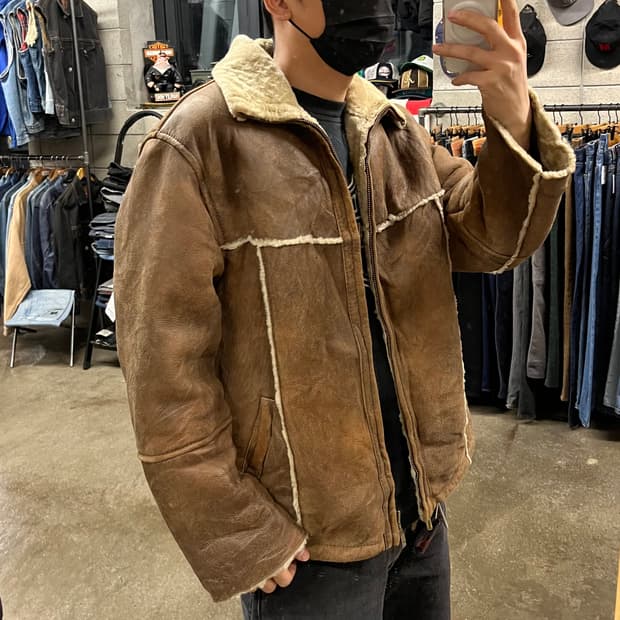 카멜 액티브 싱글 양가죽 무스탕 (105)