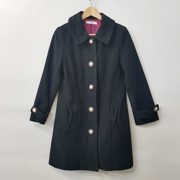 토요코 스타일 울 믹스 하프코트 블랙