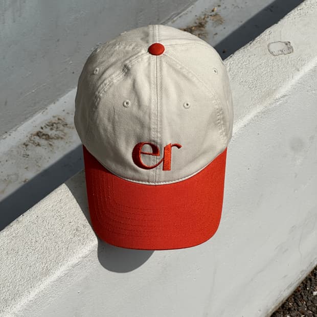 [F] ER 아이보리 오렌지 빈티지 볼캡 모자