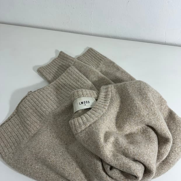 L 48 엘무드 오트베이지 루즈오버핏 울100% 라운드니트