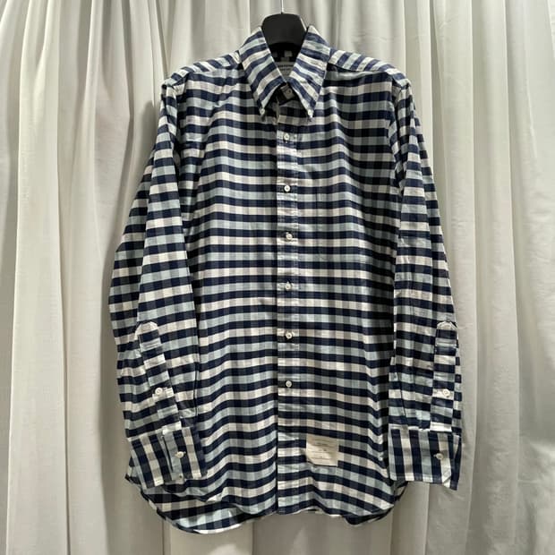 톰브라운/ 화이트 테이핑 옥스포드 체크 셔츠/ 4