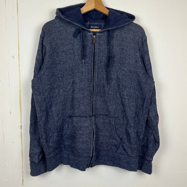 JPN Royalty 네이비 패턴 후드 집업 L