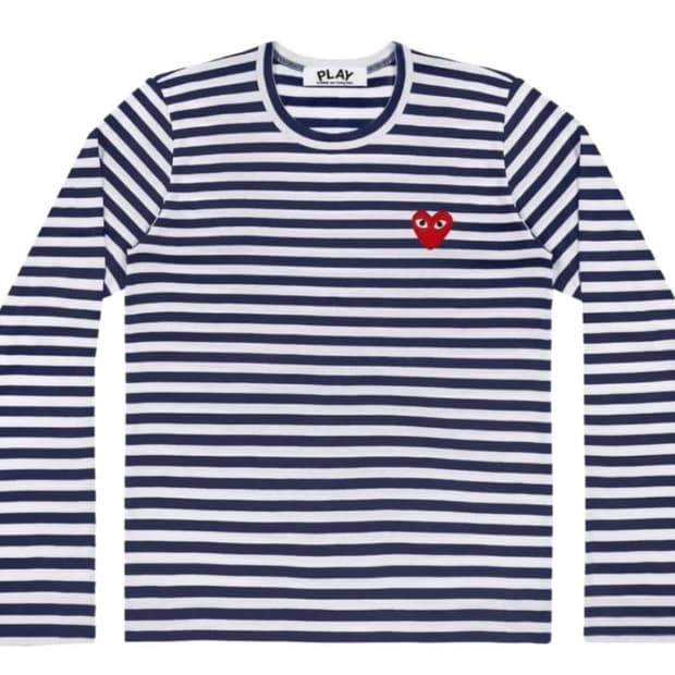 꼼데가르송 스트라이프 롱슬리브 티셔츠 네이비 화이트