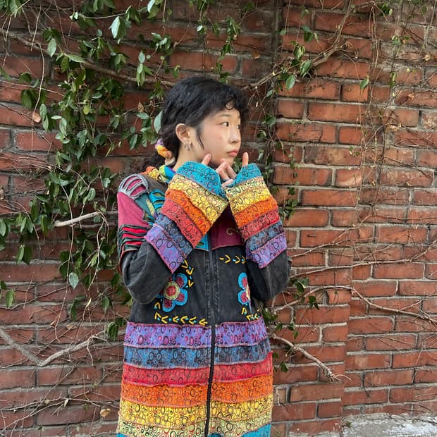 히피 패치워크 후드 집업