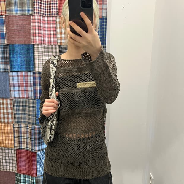 히스테릭 글래머 매쉬 그레이 니트 