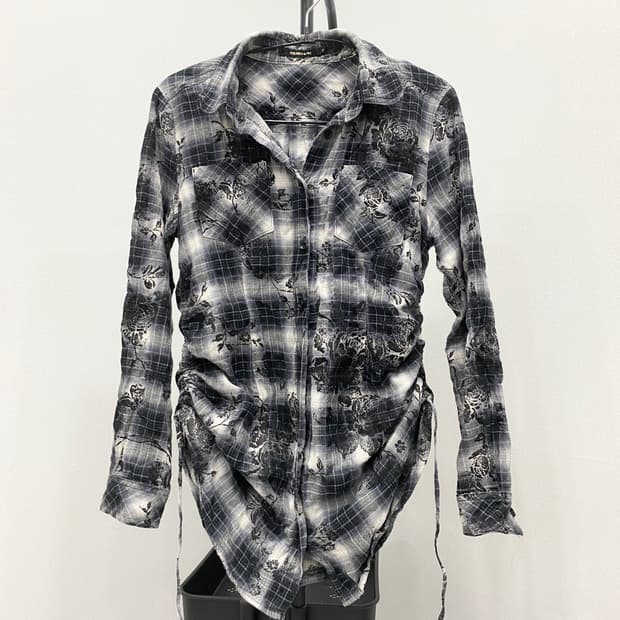 Overprint Side-Shirring Long Shirt