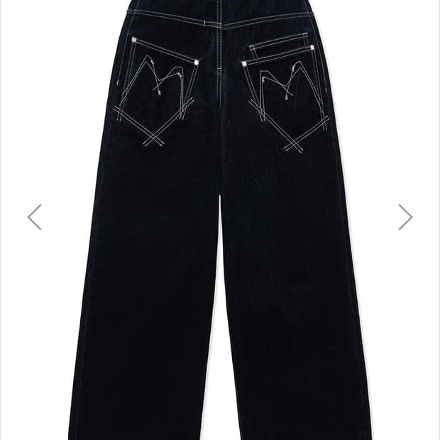 REVERSE VELVET WIDE DENIM PANTS IN NAVY