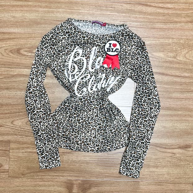 빈티지 호피 레터링 긴팔 티셔츠 오네갸루 베메클깔 긱시크 고딕 페어리 