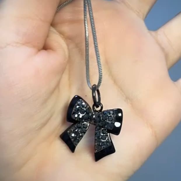 빈티지 블랙 리본 목걸이