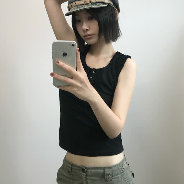 빈티지 데님 헌팅캡