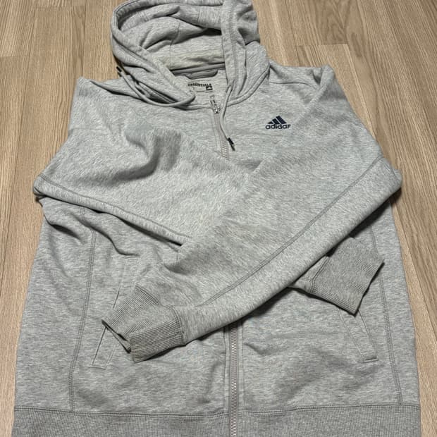 아디다스 에센셜 회색 후드집업 XL