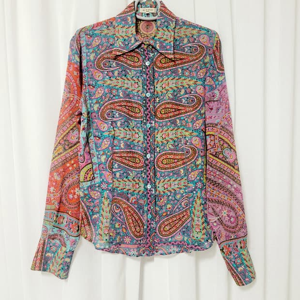 에트로 블라우스 실크100% 시스루 페이즐리 (55-66) 상태완벽