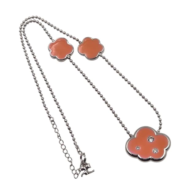 00s 프랑스 꾸레쥬 코랄 큐빅 구름 목걸이