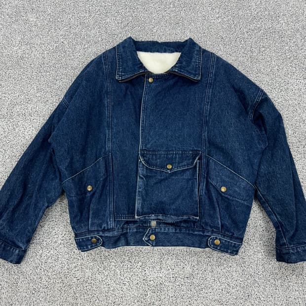 90s 헤비코튼 쉐르파 데님 라이더자켓
