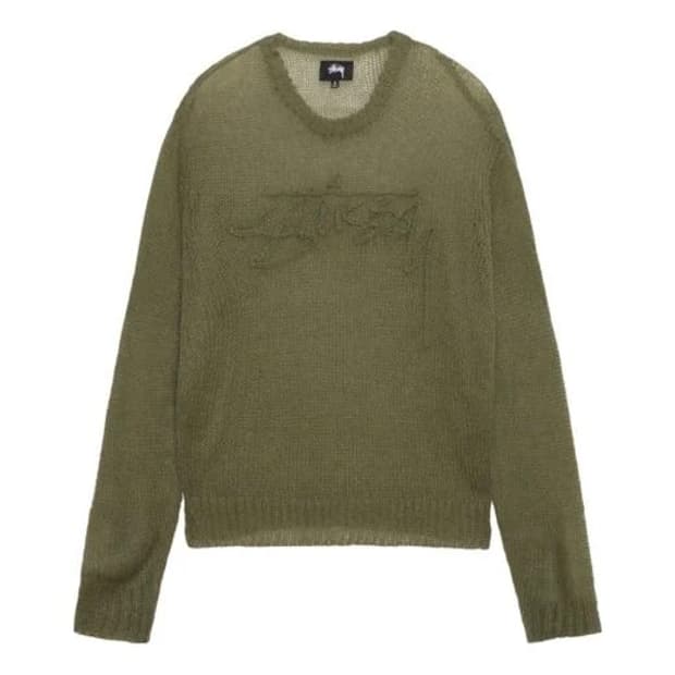 Stussy Loose Knit Logo Sweater Cypress